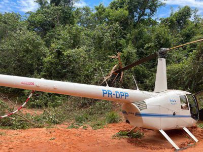 PF apreende helicóptero com cerca de 200 quilos de cocaína