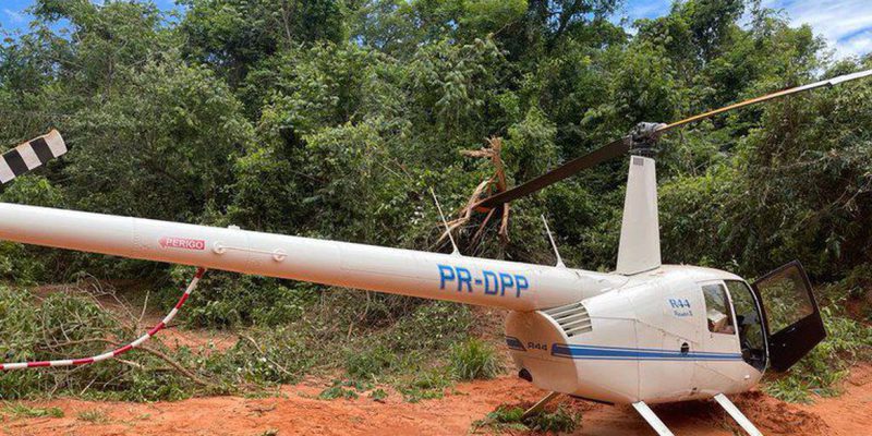 PF apreende helicóptero com cerca de 200 quilos de cocaína