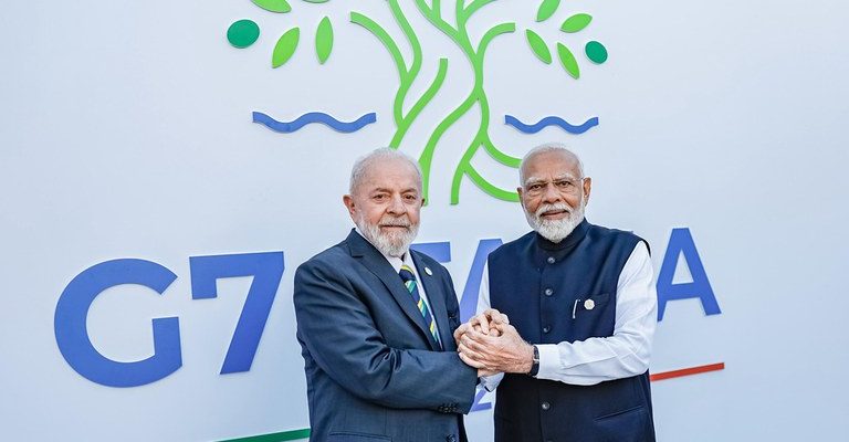 No G7, Lula tem conversa bilateral com o primeiro-ministro da Índia, Narendra Modi